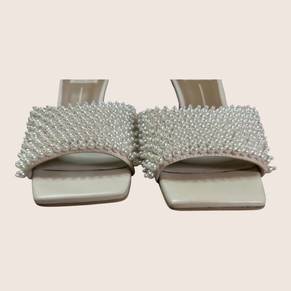 🤍 ANTHRO DOLCE VITA NANDY PEARL EMBELLISHED SLIDE MULE SANDALS HEELS SZ 6 - Picture 6 of 9